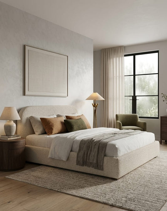 Serene Bouclé Modern Luxury Bed without Storage