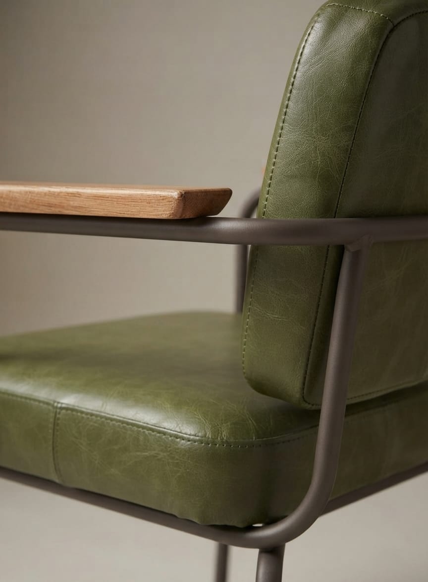 Luxury Leather Dining Chair with Black Metal Frame