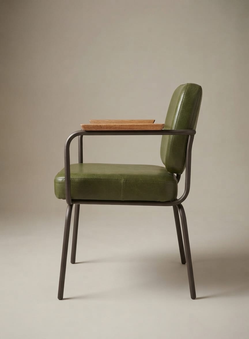 Luxury Leather Dining Chair with Black Metal Frame