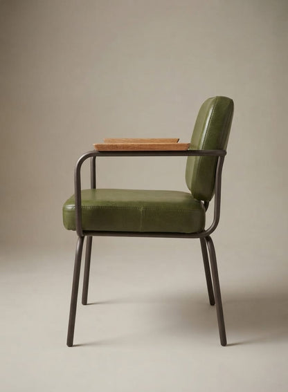 Luxury Leather Dining Chair with Black Metal Frame
