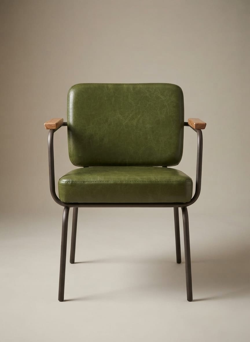 Luxury Leather Dining Chair with Black Metal Frame