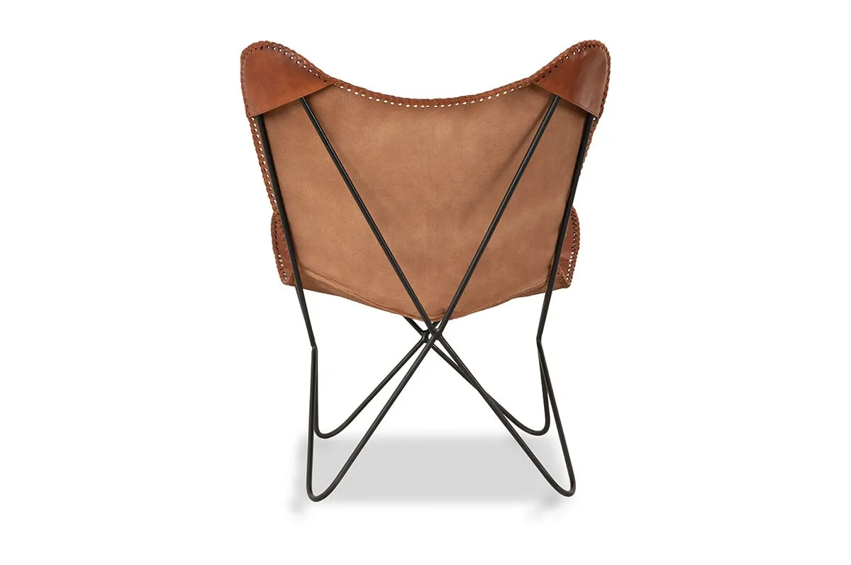 Iron And Leather Butterfly Chair