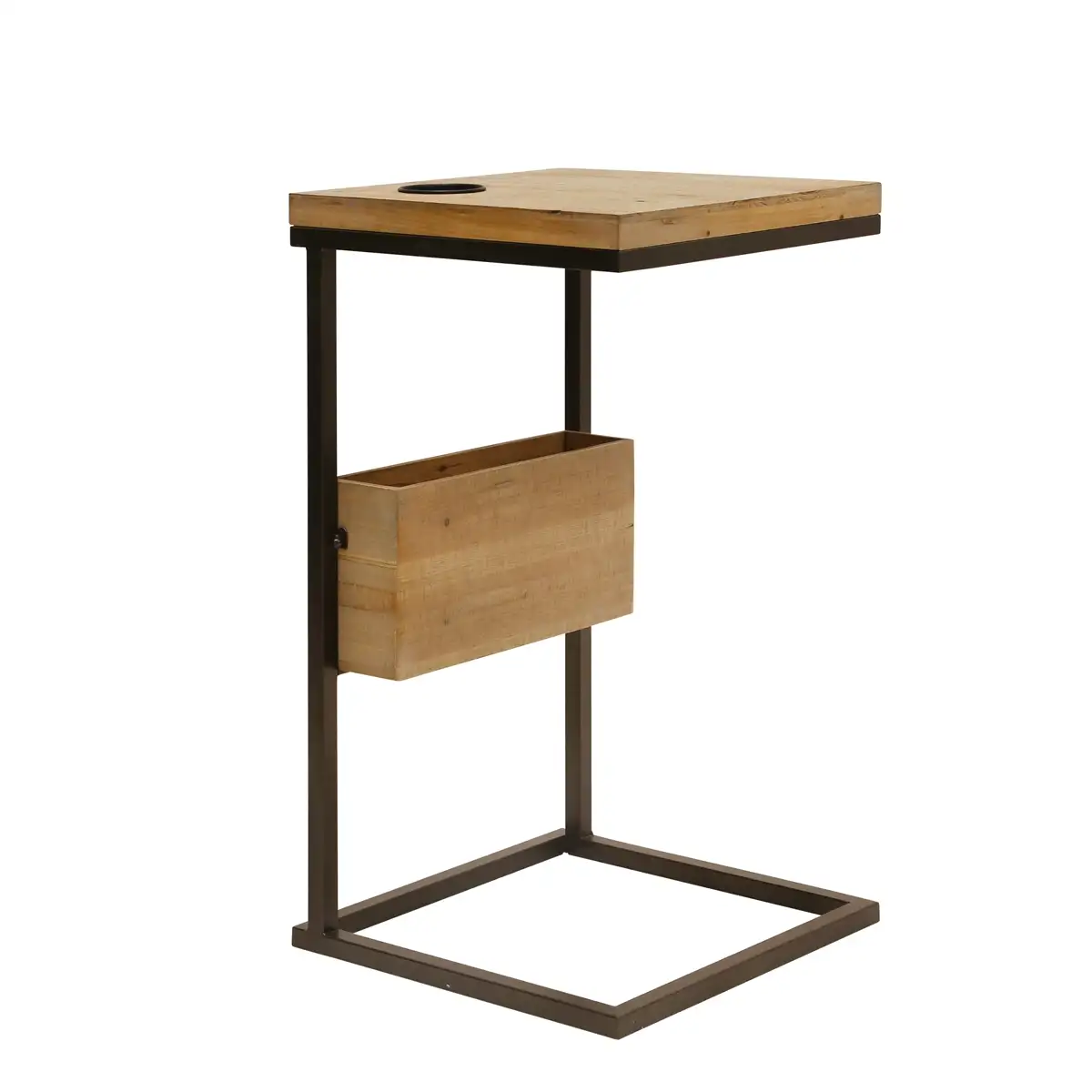 Iron And Wooden C-Table