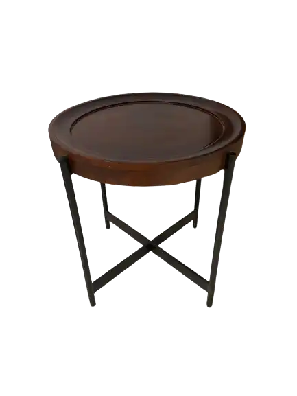Iron Mango Wood Tray Top Side Table/ KD.